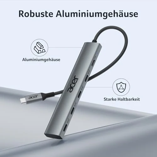 Acer USB C Hub 10Gbps mit Typ-C 100W Stromversorgung Ultra Slim 4*USB-C 3.2