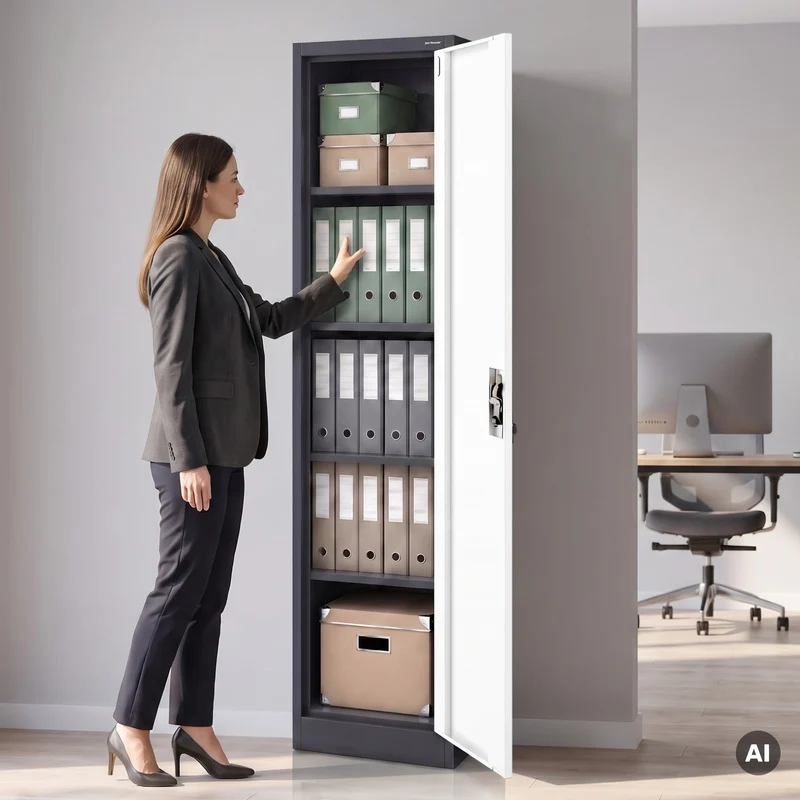 Jan Nowak Aktenschrank Büroschrank Metall abschließbar 185x40x45 cm