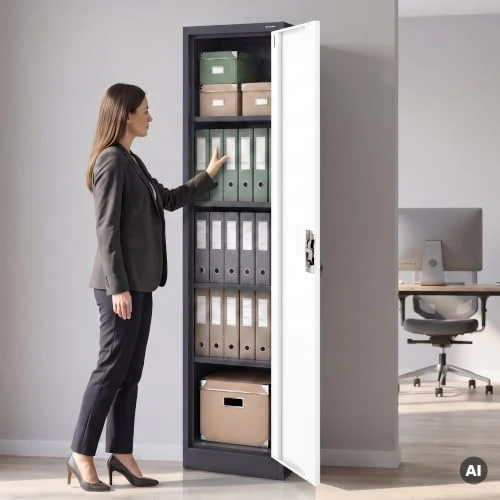 Jan Nowak Aktenschrank Büroschrank Metall abschließbar 185x40x45 cm