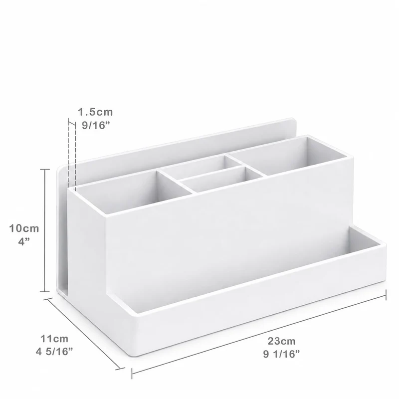 Acrimet Büro Organizer mit 6 Fächern, Schreibtisch Organizer für Stifte, Bürobedarf, Schreibwaren und Zubehör, Kunststoff, Weiß