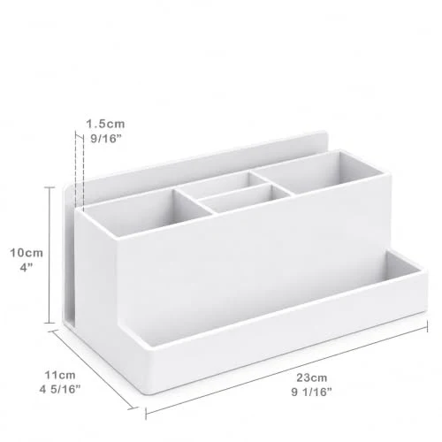 Acrimet Büro Organizer mit 6 Fächern, Schreibtisch Organizer für Stifte, Bürobedarf, Schreibwaren und Zubehör, Kunststoff, Weiß