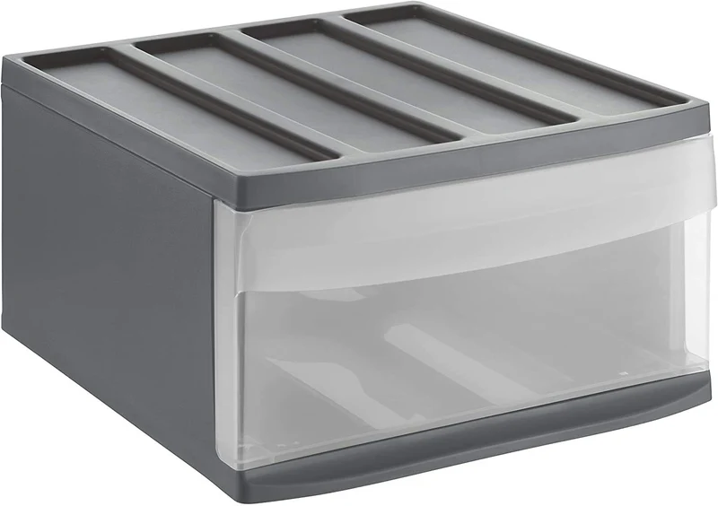 Rotho Systemix Schubladen Organizer Schubladenbox L Anthrazit transparent