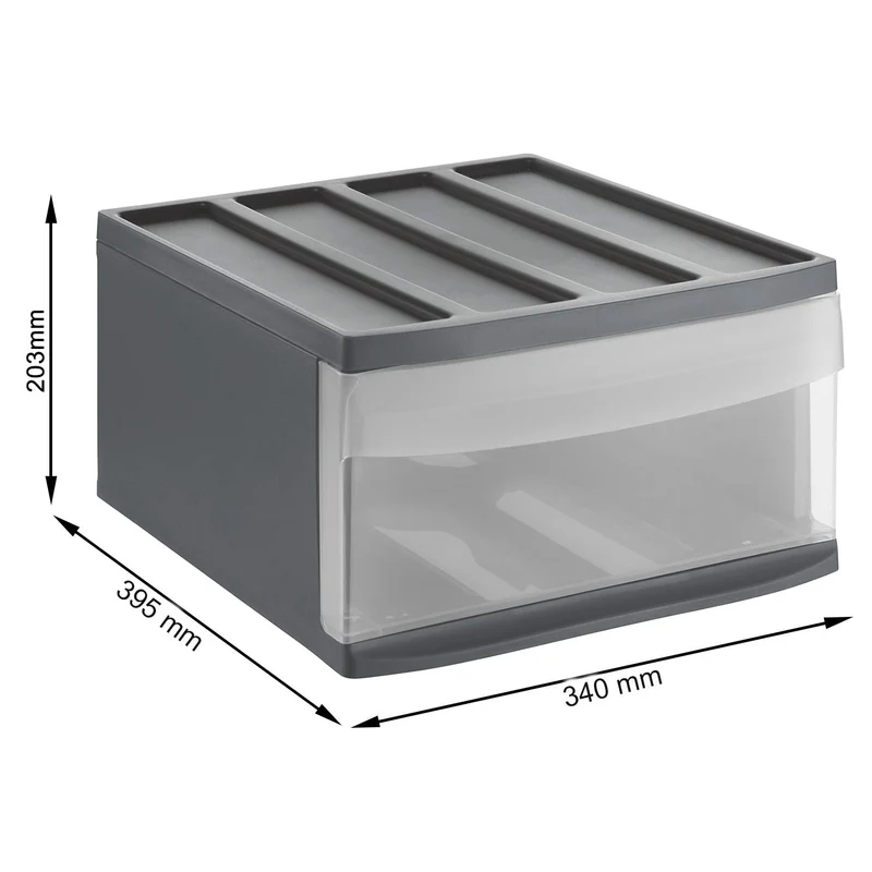 Rotho Systemix Schubladen Organizer Schubladenbox L Anthrazit transparent