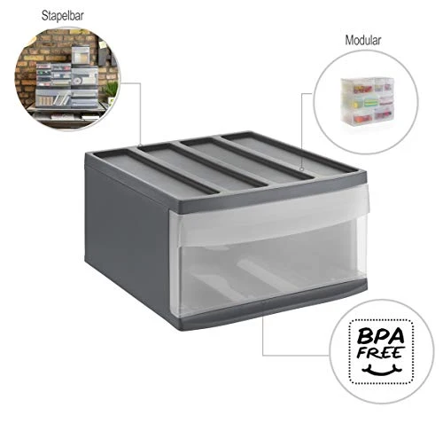 Rotho Systemix Schubladen Organizer Schubladenbox L Anthrazit transparent