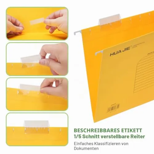 25 Stück A4 Hängeregistermappen aus Pappe mit Tabs + Einschüben