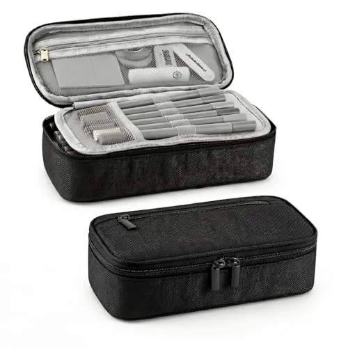 CNMTCCO Federmäppchen 5 Fächer, großer Vorrat federmäppchen große Größe mäppchen teenagerfeder mäppchen Unisex (Schwarz)
