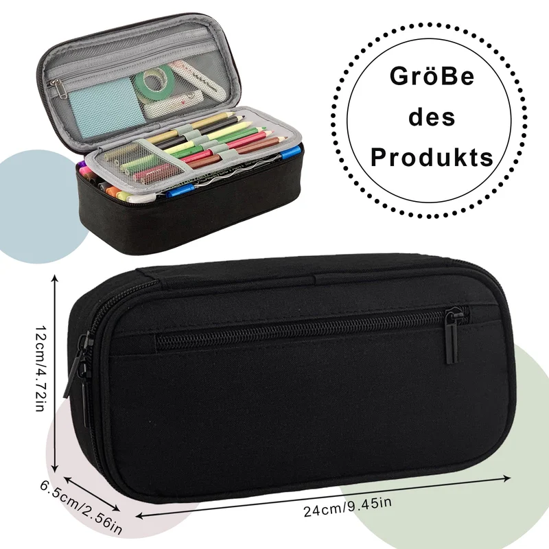 CNMTCCO Federmäppchen 5 Fächer, großer Vorrat federmäppchen große Größe mäppchen teenagerfeder mäppchen Unisex (Schwarz)