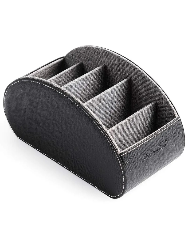 Aufbewahrungsbox für den Schreibtisch aus Kunstleder (Schwarz)