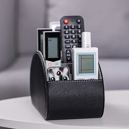 Aufbewahrungsbox für den Schreibtisch aus Kunstleder (Schwarz)
