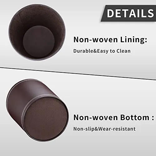 GORESE Papierkorb Büro - Papierkorb aus Leder in Schwarz, modernes Design, Mülleimer für Küche, Bad, Büro (Braun)