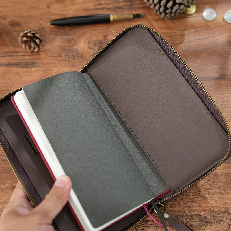 Lederhüllen Für 7 28 X 3 54 Zoll Feldnotizen Kleine Notizblöcke Taschentagebuch Reißverschlusshüllen Mit Elastischem Stiftschlitz Planer Organizer