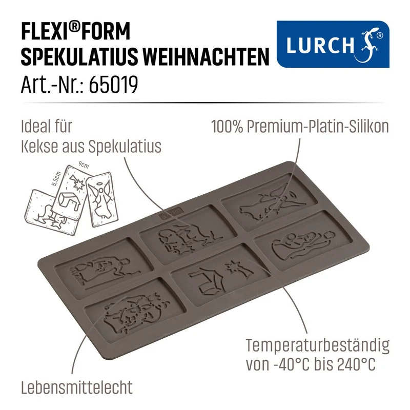Lurch Spekulatius Backform mit Weihnachtsmotiven, 15x30cm FLEXI®FORM Silikon