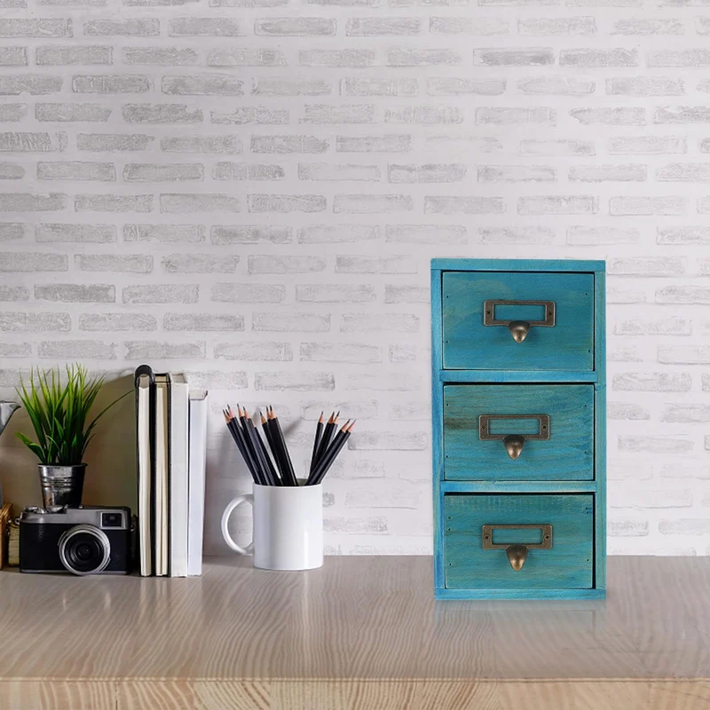 Abaodam Aufbewahrungsbox mit Schubladen Holz für Schreibtisch und Kosmetik