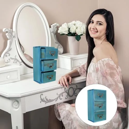 Abaodam Aufbewahrungsbox mit Schubladen Holz für Schreibtisch und Kosmetik