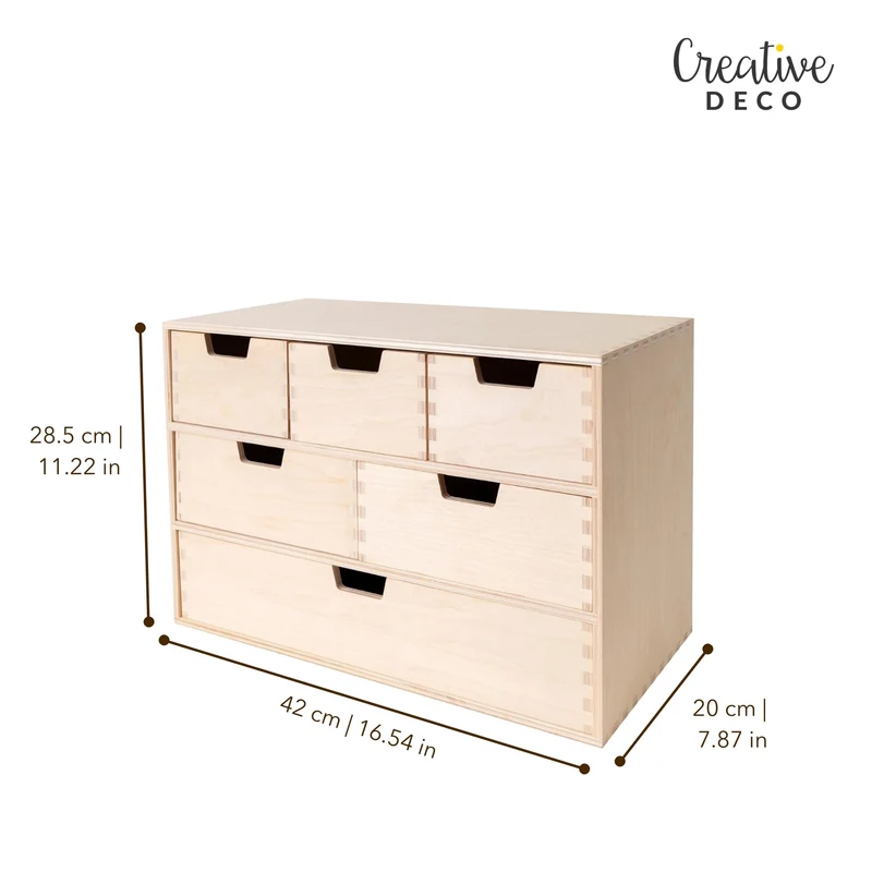 Creative Deco Schubladenbox Schubladenelement 6 Schubladen | 42x20x28,5 cm