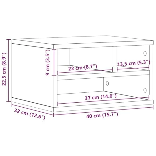 vidaXL Druckerständer Artisan-Eiche 40 x 32 x 22,5 cm Holzwerkstoff