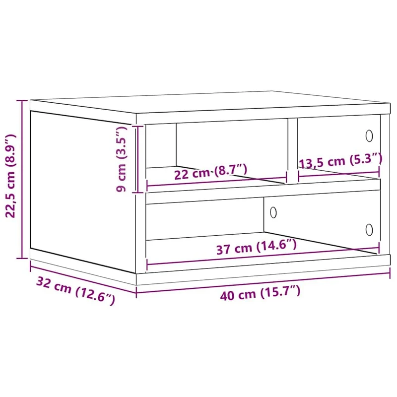vidaXL Druckerständer Artisan-Eiche 40 x 32 x 22,5 cm Holzwerkstoff