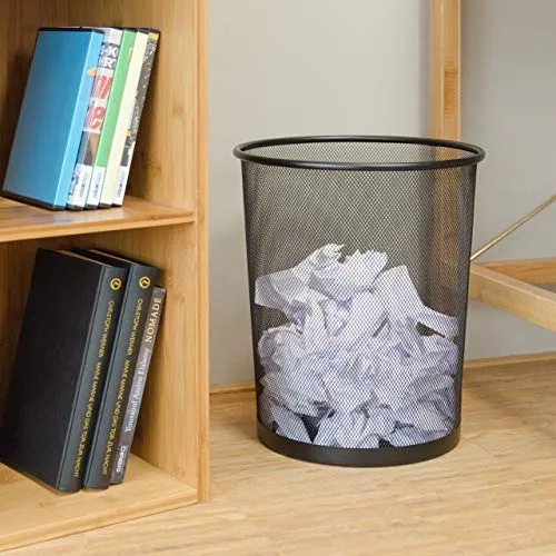 Relaxdays Papierkorb Metall, großer Papiereimer fürs Büro, schwarz