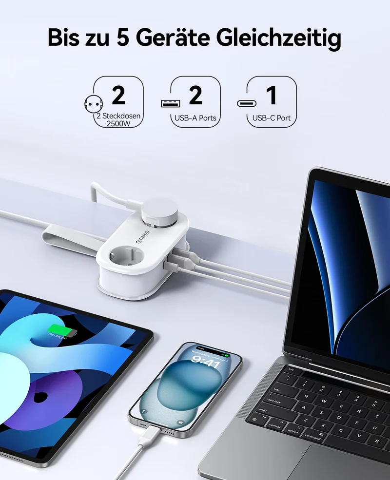 ORICO AP3 Reise Steckdosenleiste USB‑C PD 20W Weiß