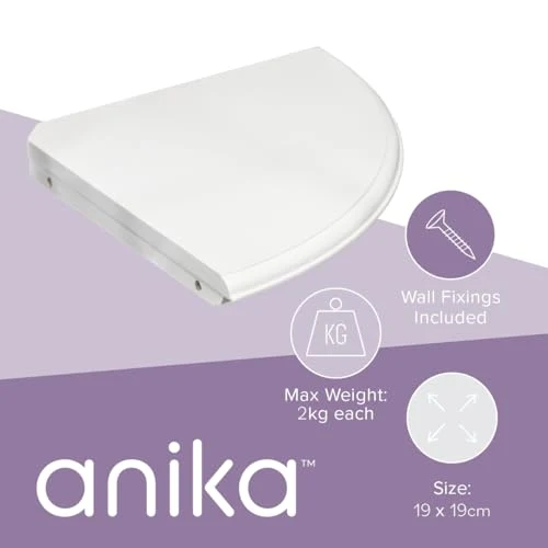 Anika Schwebendes Eckregal/einfach zu montierendes Wandregal/weißes MDF-Finish mit Befestigungsmaterial (19 cm x 19 cm)