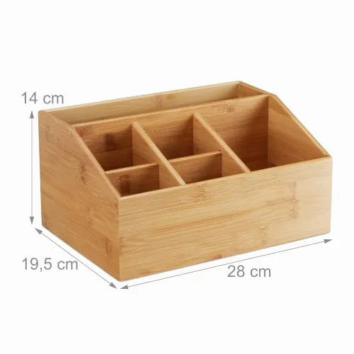 Relaxdays Tischorganizer Bambus, Büro Organizer, natur