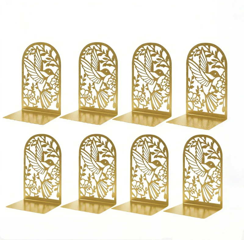 Buchstützen Metall Gold, 8 Stück, Goldene Bücherhalter für Regal