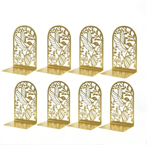 Buchstützen Metall Gold, 8 Stück, Goldene Bücherhalter für Regal