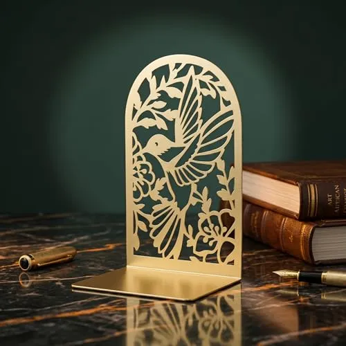 Buchstützen Metall Gold, 8 Stück, Goldene Bücherhalter für Regal
