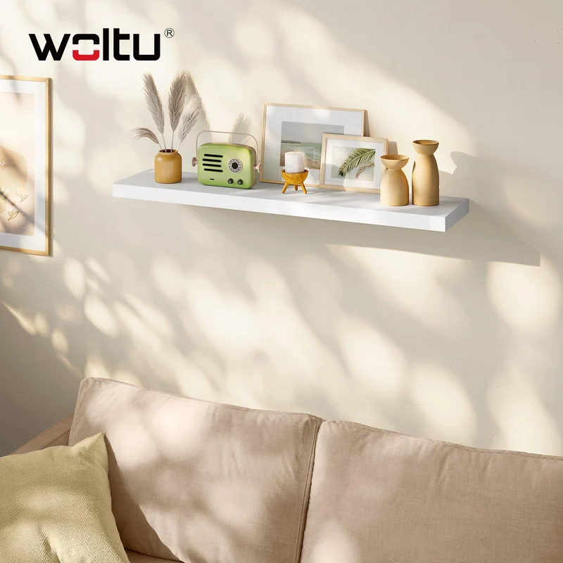 WOLTU Wandregal,Schweberegal Weiß,100x22.9x3.8cm,MDF 1er