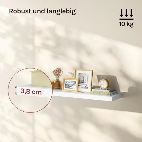 WOLTU Wandregal,Schweberegal Weiß,100x22.9x3.8cm,MDF 1er
