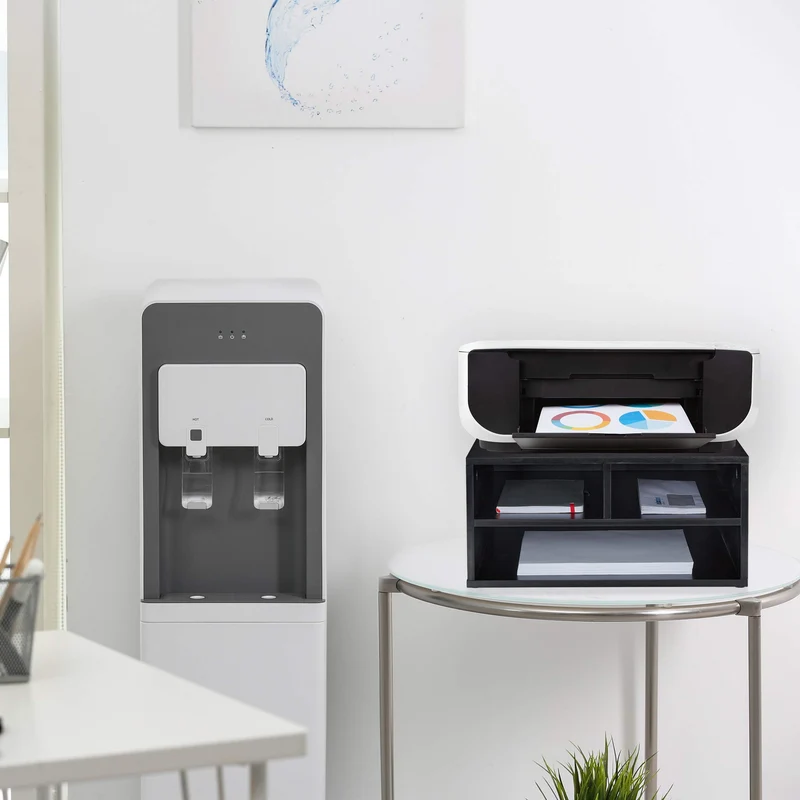 Relaxdays Druckerständer Schreibtisch, 3 Fächer, Regal für Drucker, Druckerhalter, H x B x T: 22,5 x 47 x 40 cm, schwarz