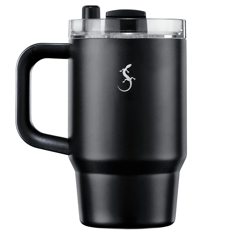 Lurch Isolierbecher Big Cup Mini 0,8l mit Trinkhalm und Pulverbeschichtung, Schwarz