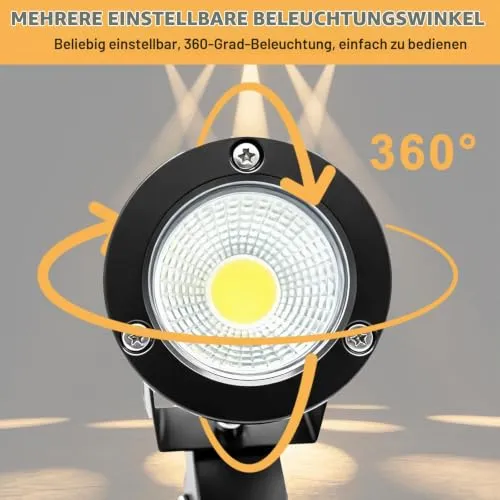 LED Spot Klemmstrahler mit Stecker und Schalter, 2 Stück 10W COB LED Strahler Warmweiß, Schreibtischlampe, Gartenstrahler Pflanzen Spotlight, LED Klemmspot mit 1,8m Kabel für Innen und Außen (A)
