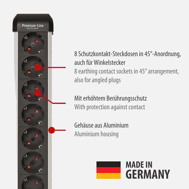 Brennenstuhl Premium-Protect-Line Steckdosenleiste 8-Fach, 3m