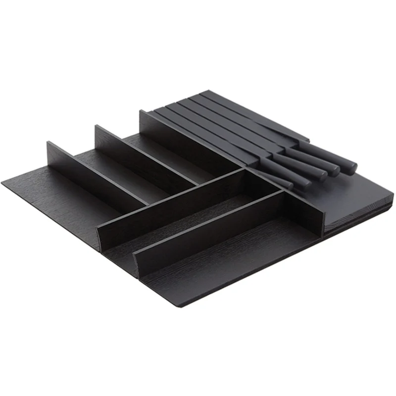 nobilia Holz-Besteckeinsatz Esche schwarz mit Messerblock BE-M60N 60 cm