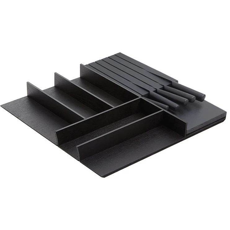 nobilia Holz-Besteckeinsatz Esche schwarz mit Messerblock BE-M60N 60 cm