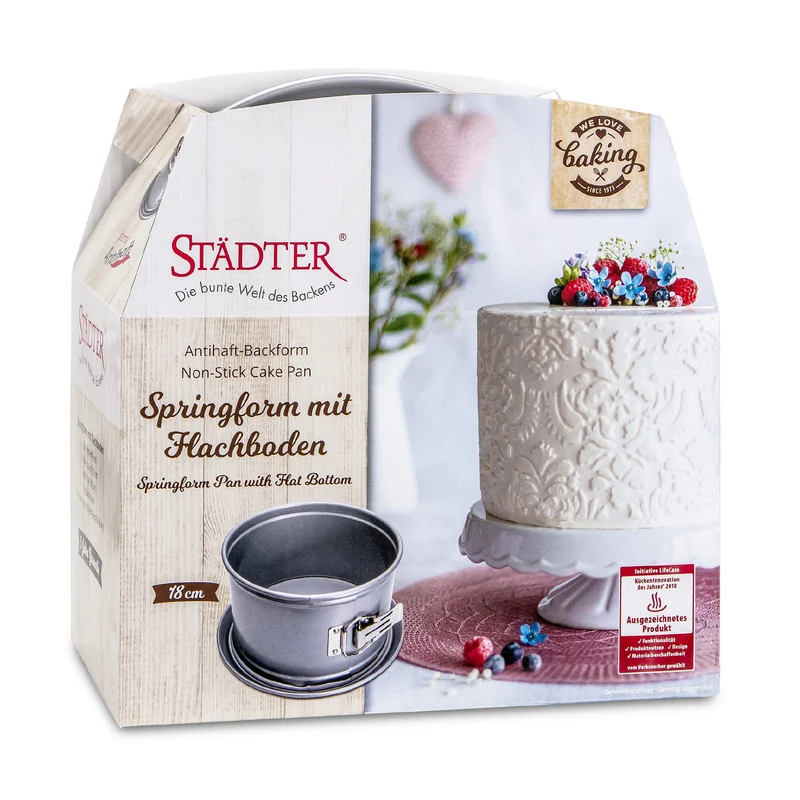 Städter 'WE-LOVE-BAKING-Springform ø 18 cm / H 10,5 cm Silber mit Flachboden'