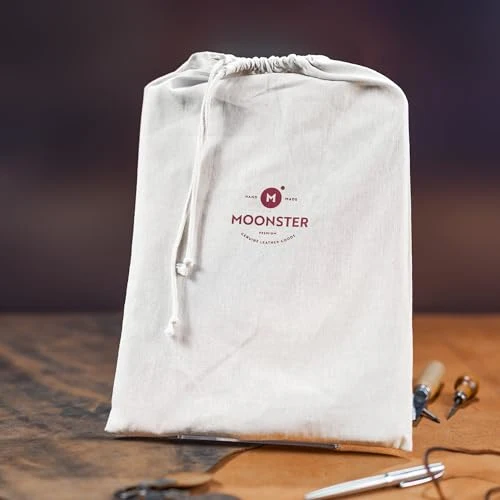 Moonster Professional Portfolio aus Leder Dokumentenmappe A4 - Schreibmappe A4 Format mit Luxus Stift - stilvoller Organizer für Notizblöcke mit Visitenkartenhalter