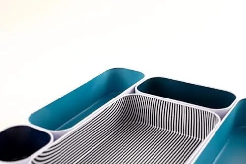 Three by Three Schubladen-Organizer, Größe S/12,7-5,1 cm, Himmelblau, Marineblau, Streifen