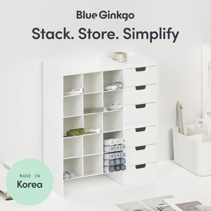 BLUE GINKGO Hive Stack Organizer Trennwand – (Hergestellt in Korea, Weiß)