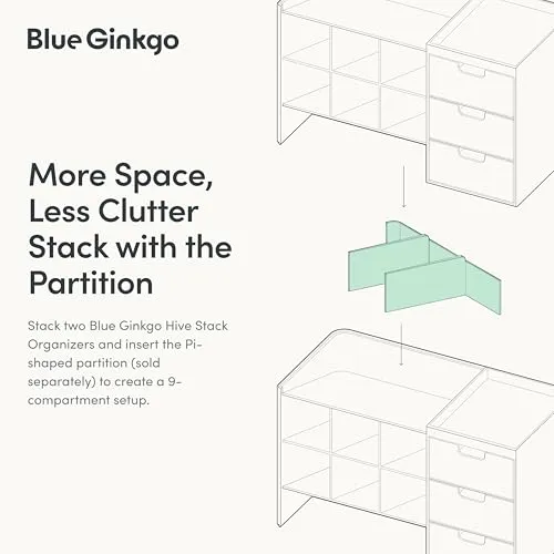 BLUE GINKGO Hive Stack Organizer Trennwand – (Hergestellt in Korea, Weiß)