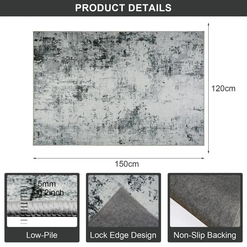 Homcomodar Bodenschutzmatte 120x150cm Stuhlmatten für Hartholzboden Boho Schreibtisch Stuhl Matte für Hartboden rutschfeste Schreibtisch Teppich für Bürostuhl(Schwarz Grau)