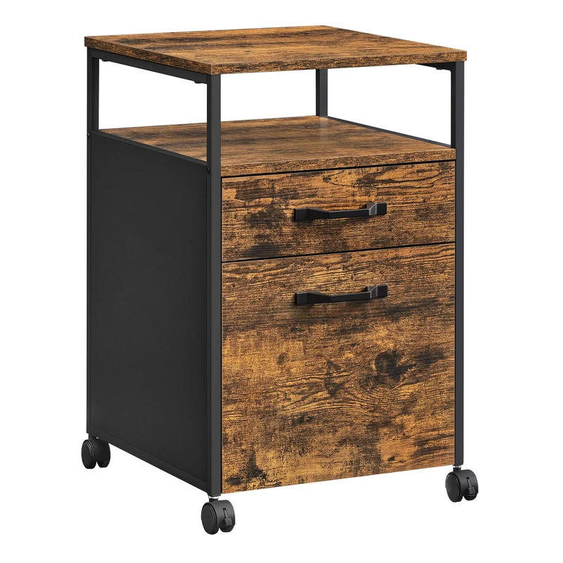 VASAGLE Rollcontainer, Aktenschrank mit 2 Schubladen, mit Rollen