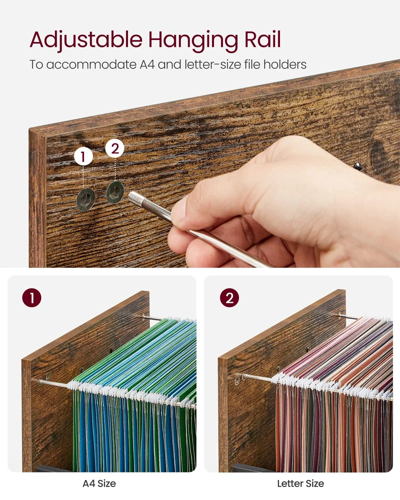 VASAGLE Rollcontainer, Aktenschrank mit 2 Schubladen, mit Rollen