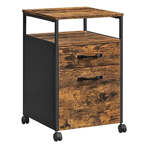 VASAGLE Rollcontainer, Aktenschrank mit 2 Schubladen, mit Rollen