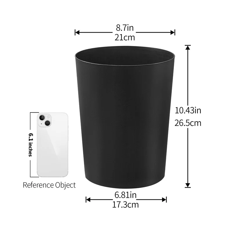 Cetomo 7.2L*3 Mülleimer, Abfalleimer, Papierkorb, Müllbehälter, Plastikmülleimer, Abfallbehälter für Papierabfall, Büro, Schlafzimmer, Kunststoff (PP), Schwarz, 7.2L (21 x 17.3 x 26.5 cm), 3er Set