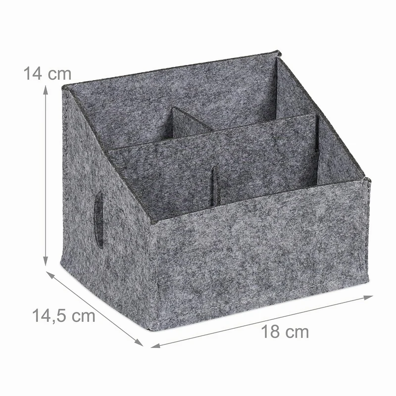 Relaxdays Schreibtisch Organizer, Filz, 2er Set, 3 Fächer, H x B x T: 14 x 18 x 14,5 cm, Ordnungssystem fürs Büro, grau
