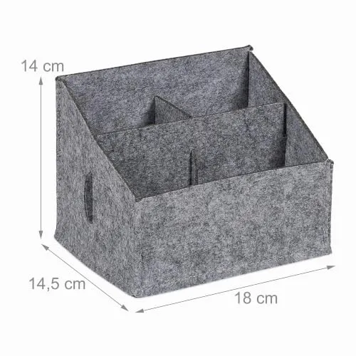 Relaxdays Schreibtisch Organizer, Filz, 2er Set, 3 Fächer, H x B x T: 14 x 18 x 14,5 cm, Ordnungssystem fürs Büro, grau