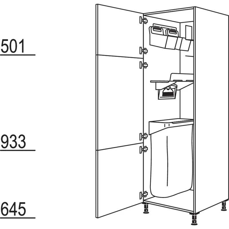 nobilia XL-Hochschrank mit Ordnungssystem Laundry-Area HOS50-1X 50 cm