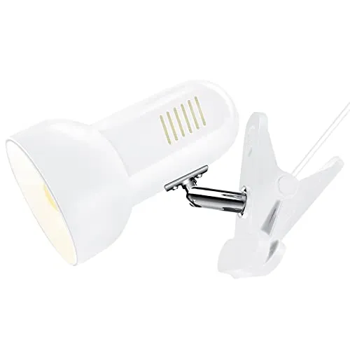 Milpoel Klemmleuchte, Verstellbare Schreibtischlampe mit E27-Fassung, Klemmlampe für Lesen im Bett, Arbeiten und Lernen, Schlankes und Leichtes Design (Weiß)